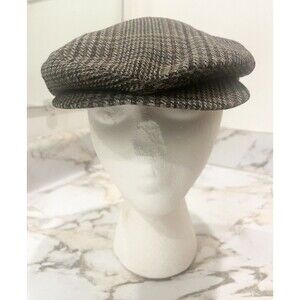 Avalon Classic 100% Wool Herringbone Plaid Newsboy Ivy Flat Cap Brown